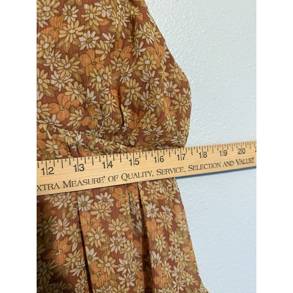 Madewell Floral Georgette Ruffle-Sleeve Tiered Midi Dress Daisy Meadow Size 14 - Picture 6 of 13
